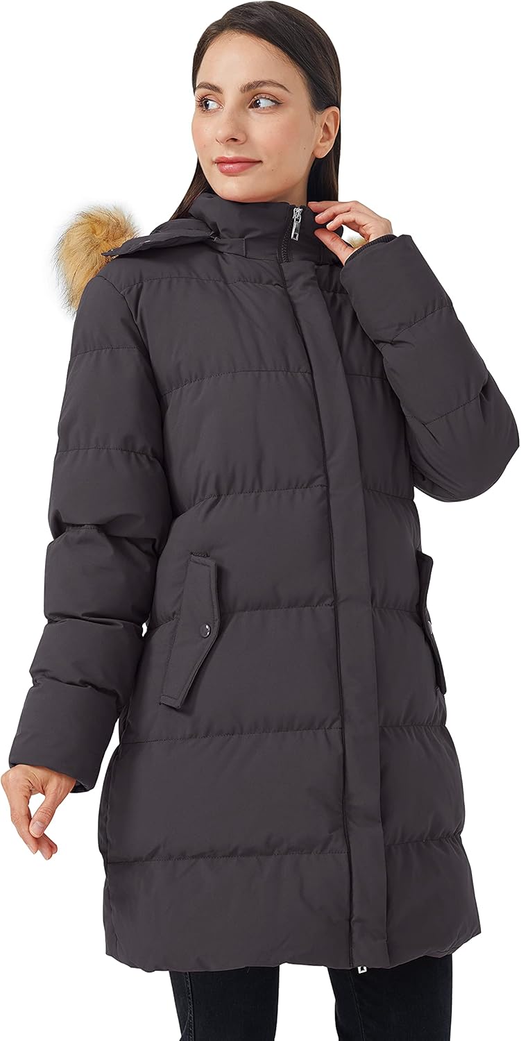 WenVen Women's Thicker Winter Puffer Coat Warm Jacket with Removable Faux Fur Hood