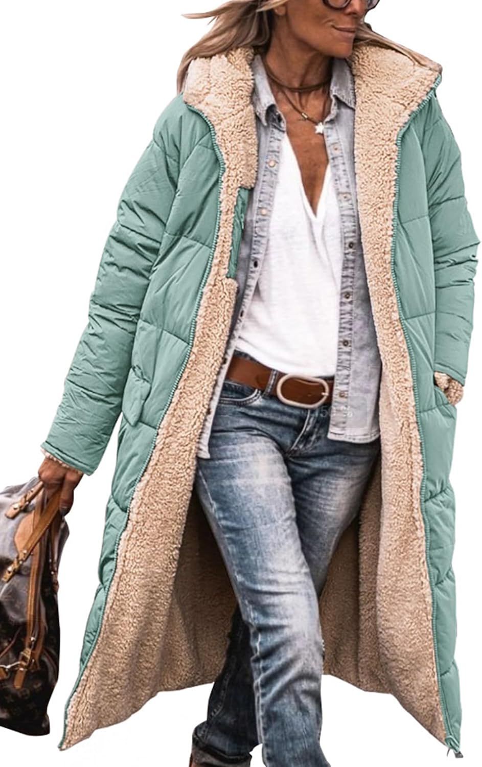 PRETTYGARDEN Women's 2025 Oversized Shearling Fleece Long Winter Coat Jacket
