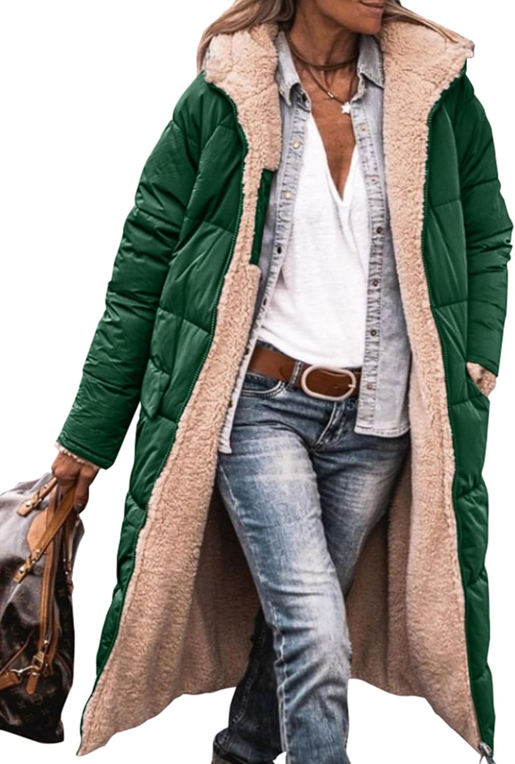 PRETTYGARDEN Women's 2025 Oversized Shearling Fleece Long Winter Coat Jacket