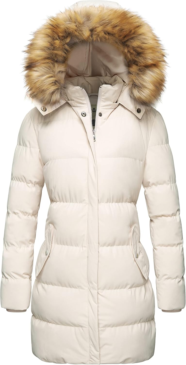 WenVen Women's Thicker Winter Puffer Coat Warm Jacket with Removable Faux Fur Hood