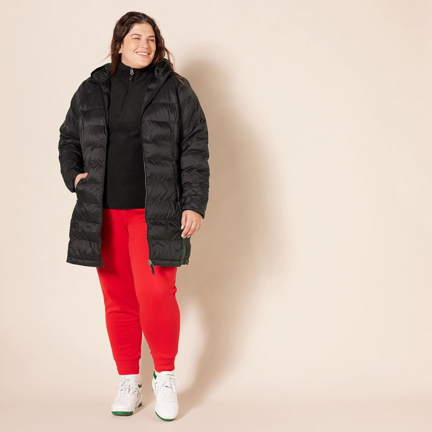 Essentials Women’s Lightweight Packable Hooded Puffer Coat – Water-Resistant, Plus Sizes Available