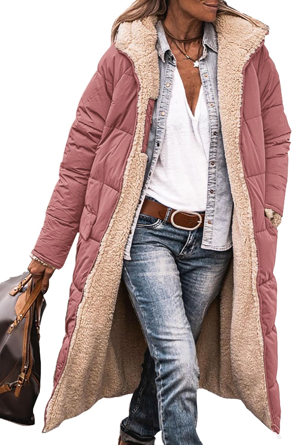 PRETTYGARDEN Women's 2025 Oversized Shearling Fleece Long Winter Coat Jacket