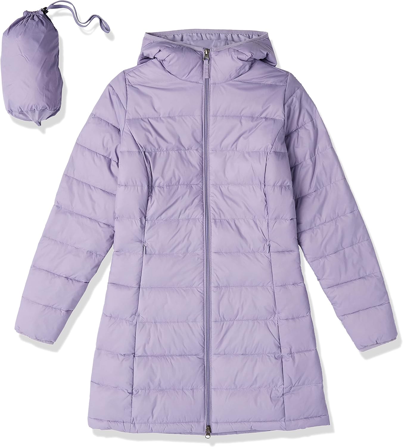 Essentials Women’s Lightweight Packable Hooded Puffer Coat – Water-Resistant, Plus Sizes Available