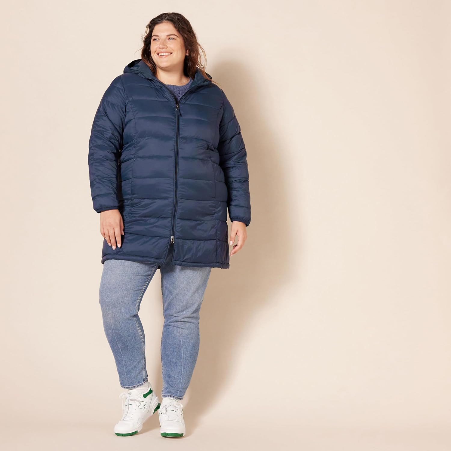 Essentials Women’s Lightweight Packable Hooded Puffer Coat – Water-Resistant, Plus Sizes Available