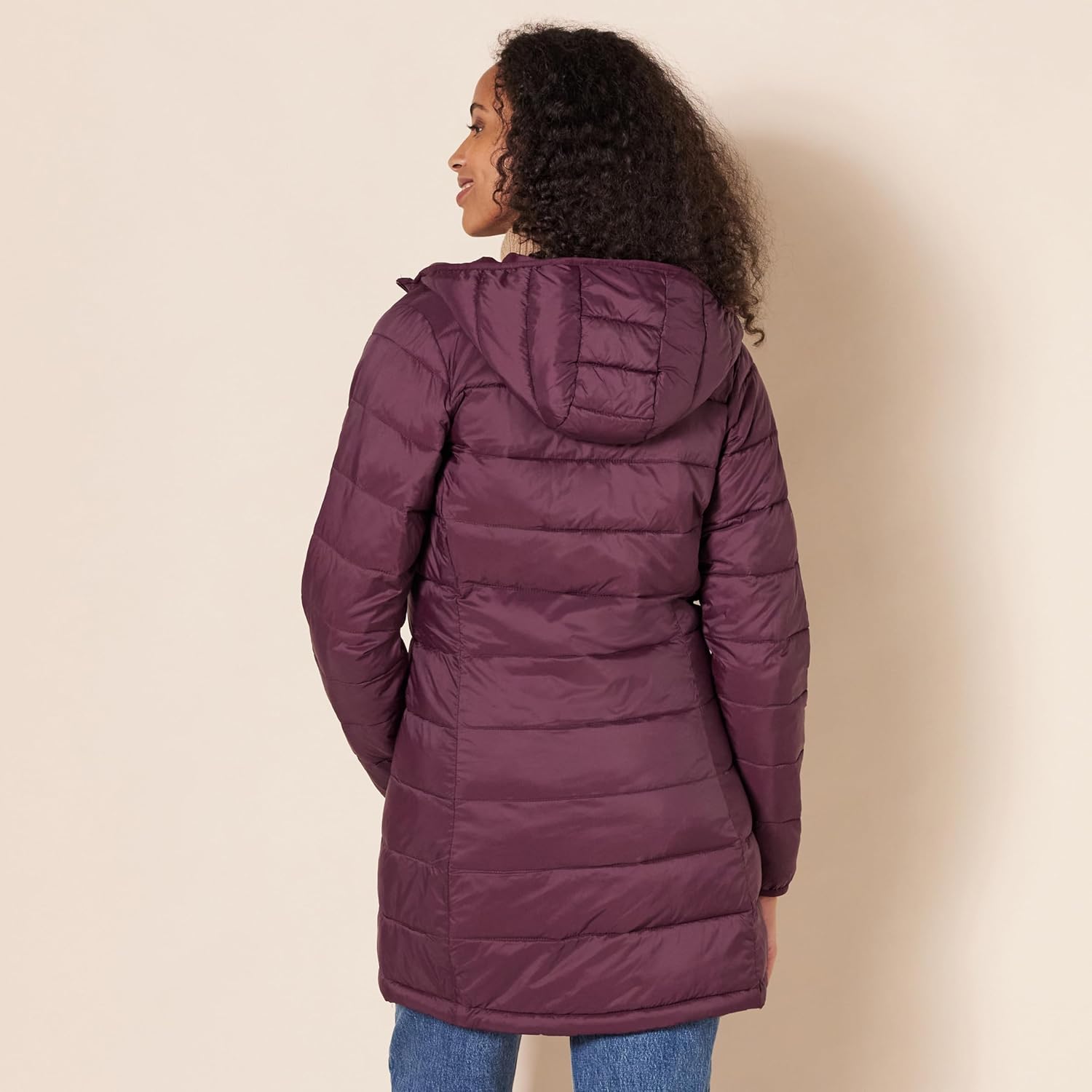 Essentials Women’s Lightweight Packable Hooded Puffer Coat – Water-Resistant, Plus Sizes Available