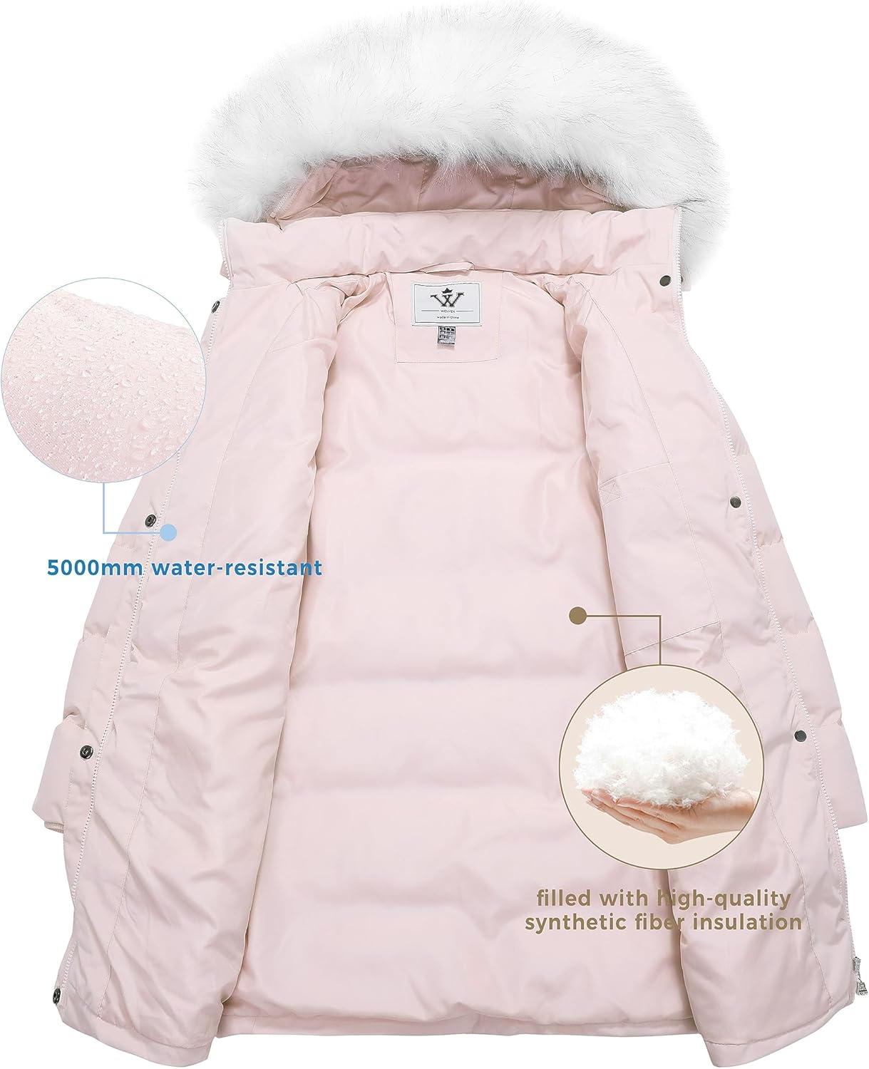 WenVen Women's Thicker Winter Puffer Coat Warm Jacket with Removable Faux Fur Hood