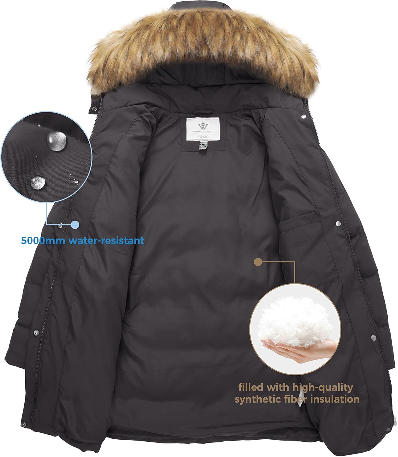 WenVen Women's Thicker Winter Puffer Coat Warm Jacket with Removable Faux Fur Hood