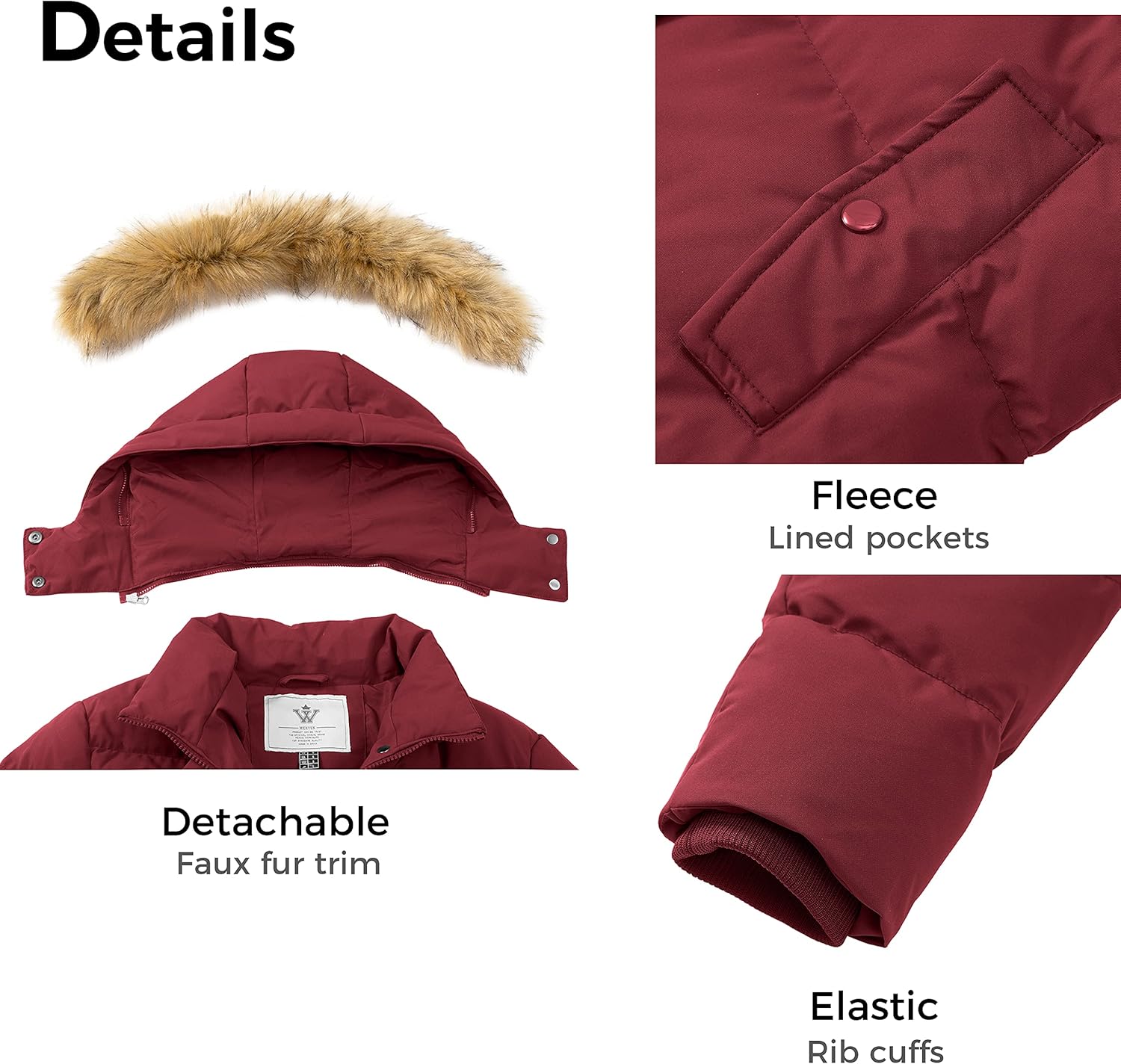 WenVen Women's Thicker Winter Puffer Coat Warm Jacket with Removable Faux Fur Hood