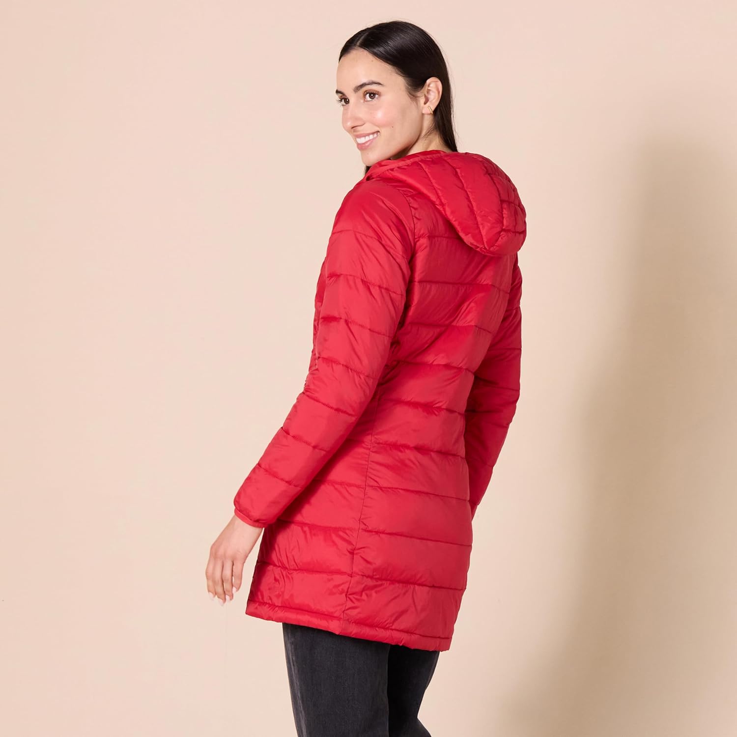 Essentials Women’s Lightweight Packable Hooded Puffer Coat – Water-Resistant, Plus Sizes Available
