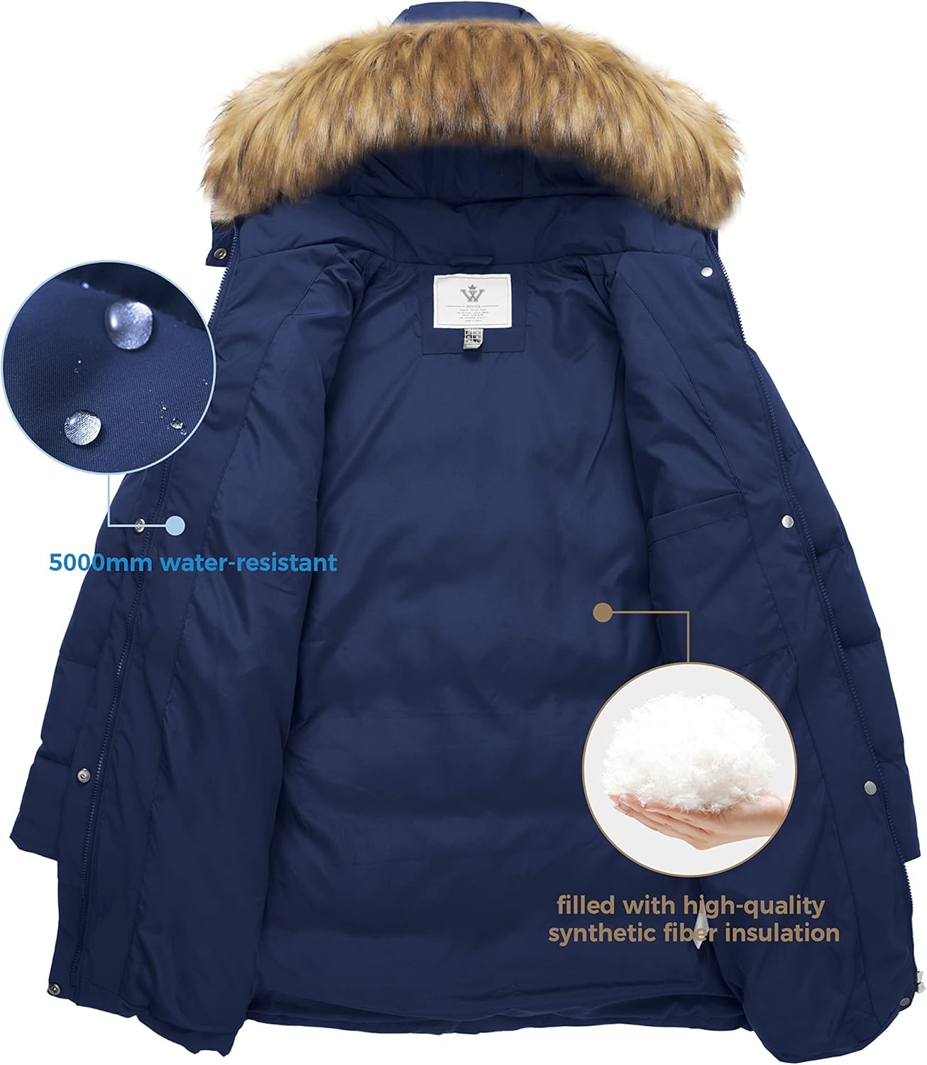 WenVen Women's Thicker Winter Puffer Coat Warm Jacket with Removable Faux Fur Hood
