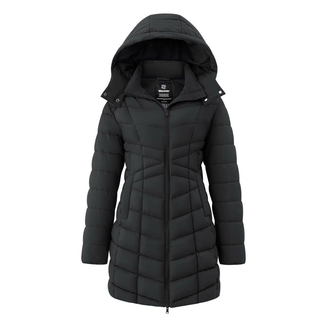 wantdo Women's Long Quilted Puffer Jacket Warm Padded Winter Coat – Plus Sizes Available