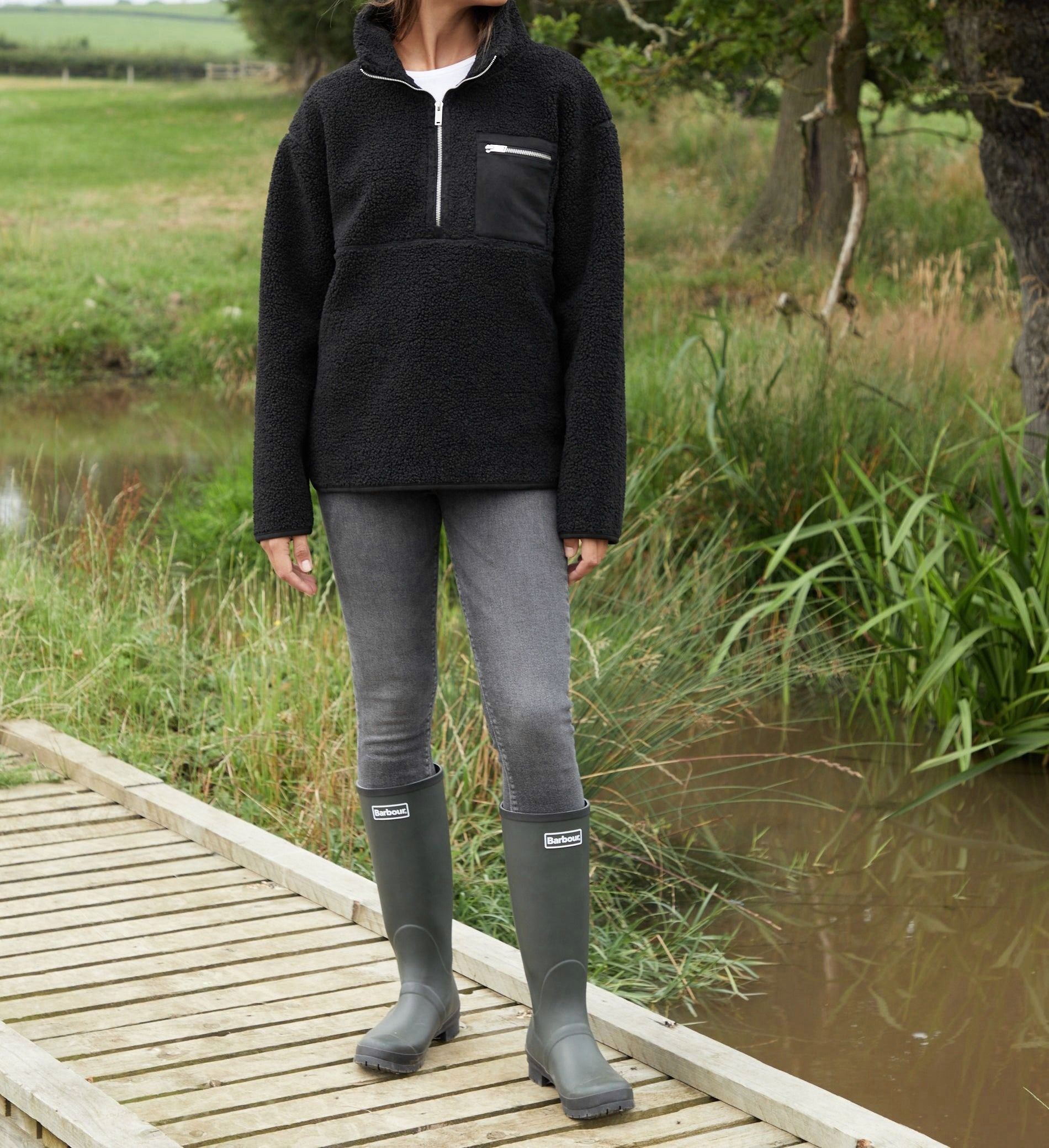 Women’s Black Borg Fleece Pullover with Half-Zip