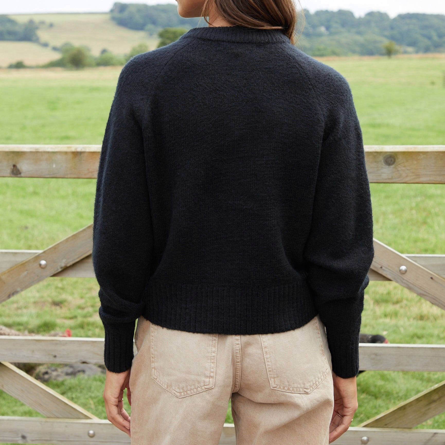 Women’s Black Knit Cardigan with Button Closure