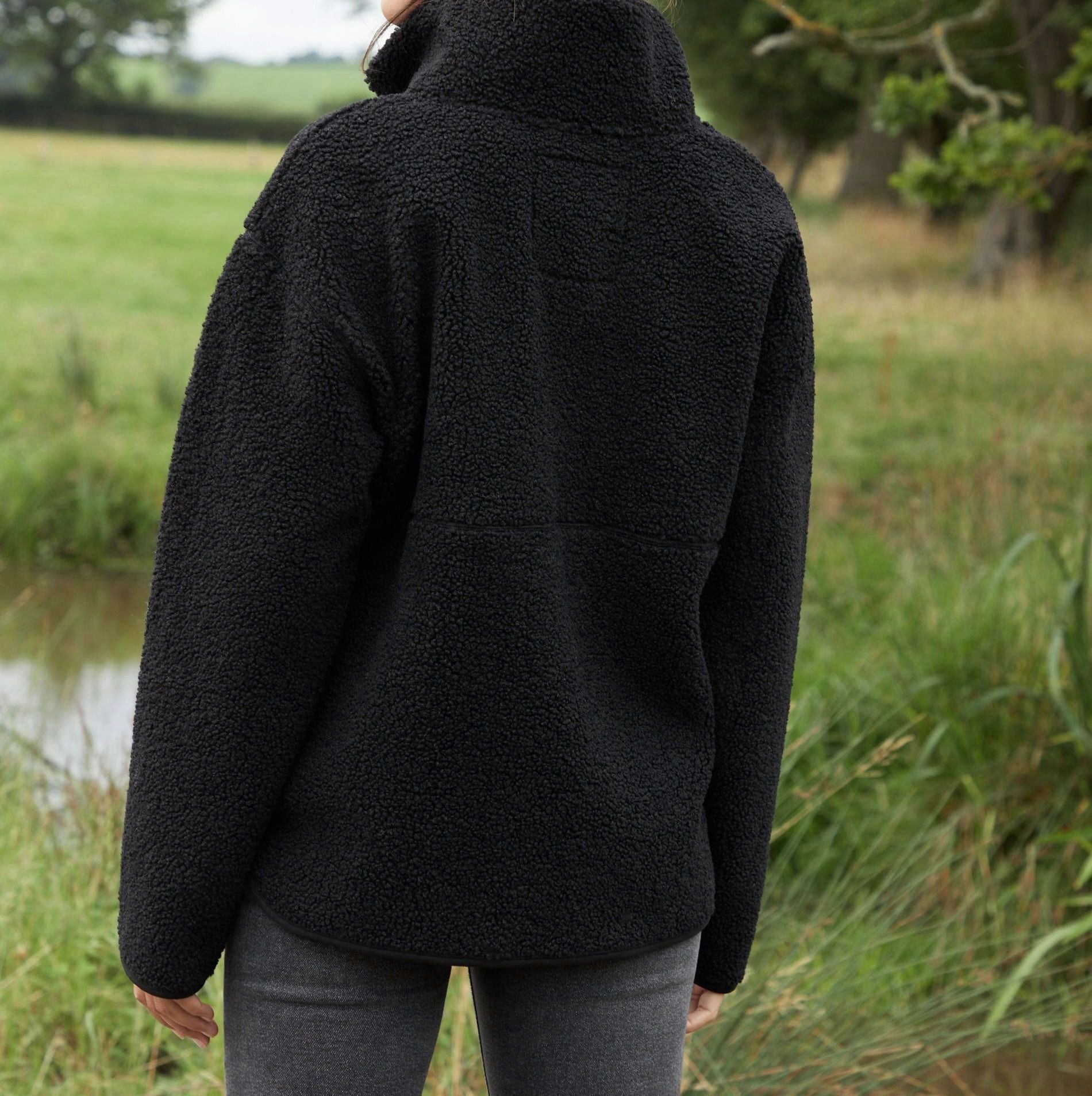 Women’s Black Borg Fleece Pullover with Half-Zip