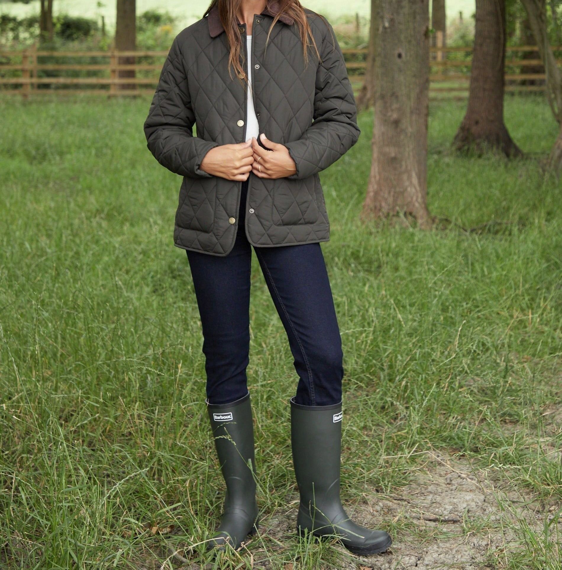 Women’s Khaki Heritage Quilted Jacket with Corduroy Collar