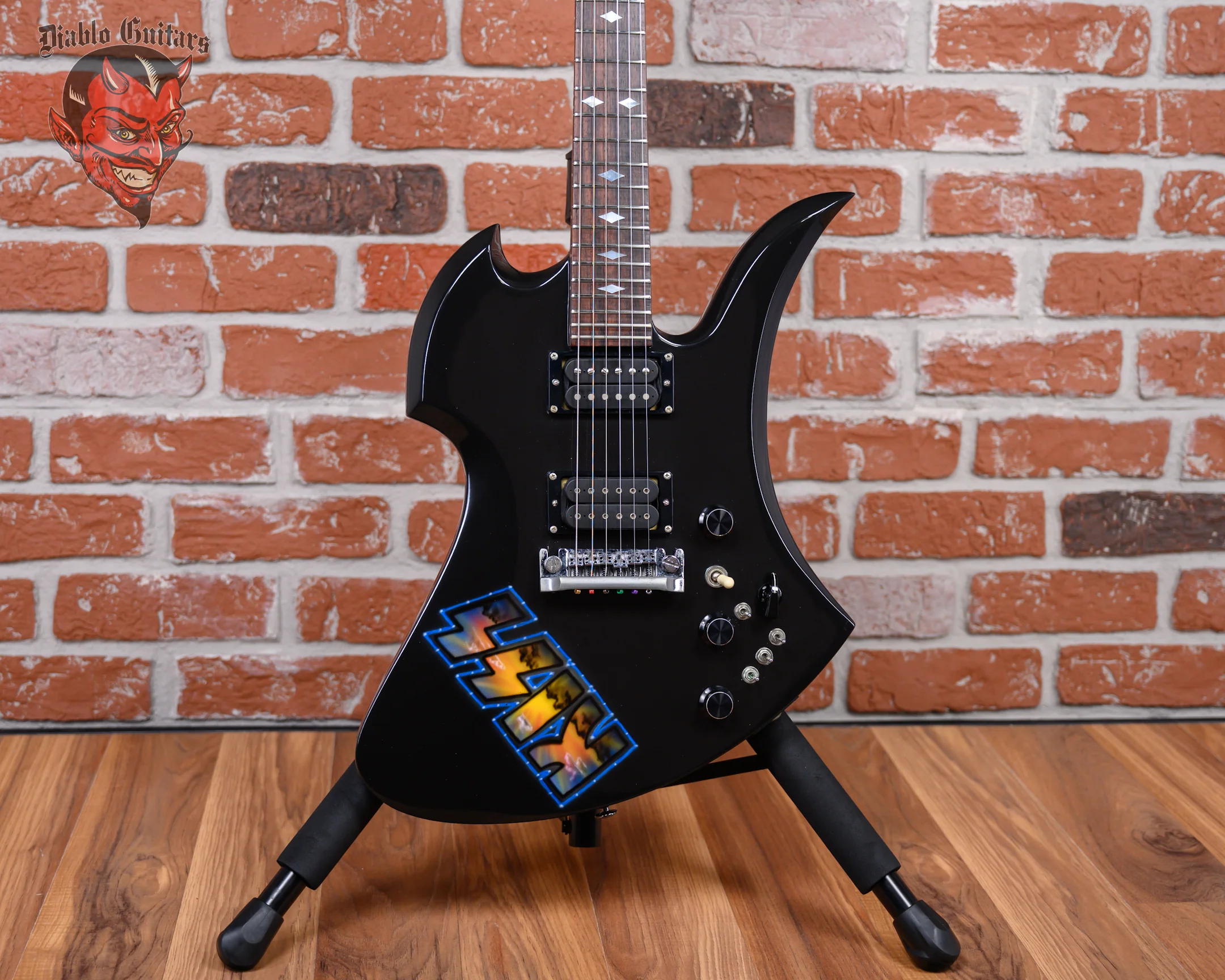 B.C. Rich Limited Edition Mockingbird Standard Kiss Animalize Tour Promotion Black with Kiss Graphic 1983 w/OHSC