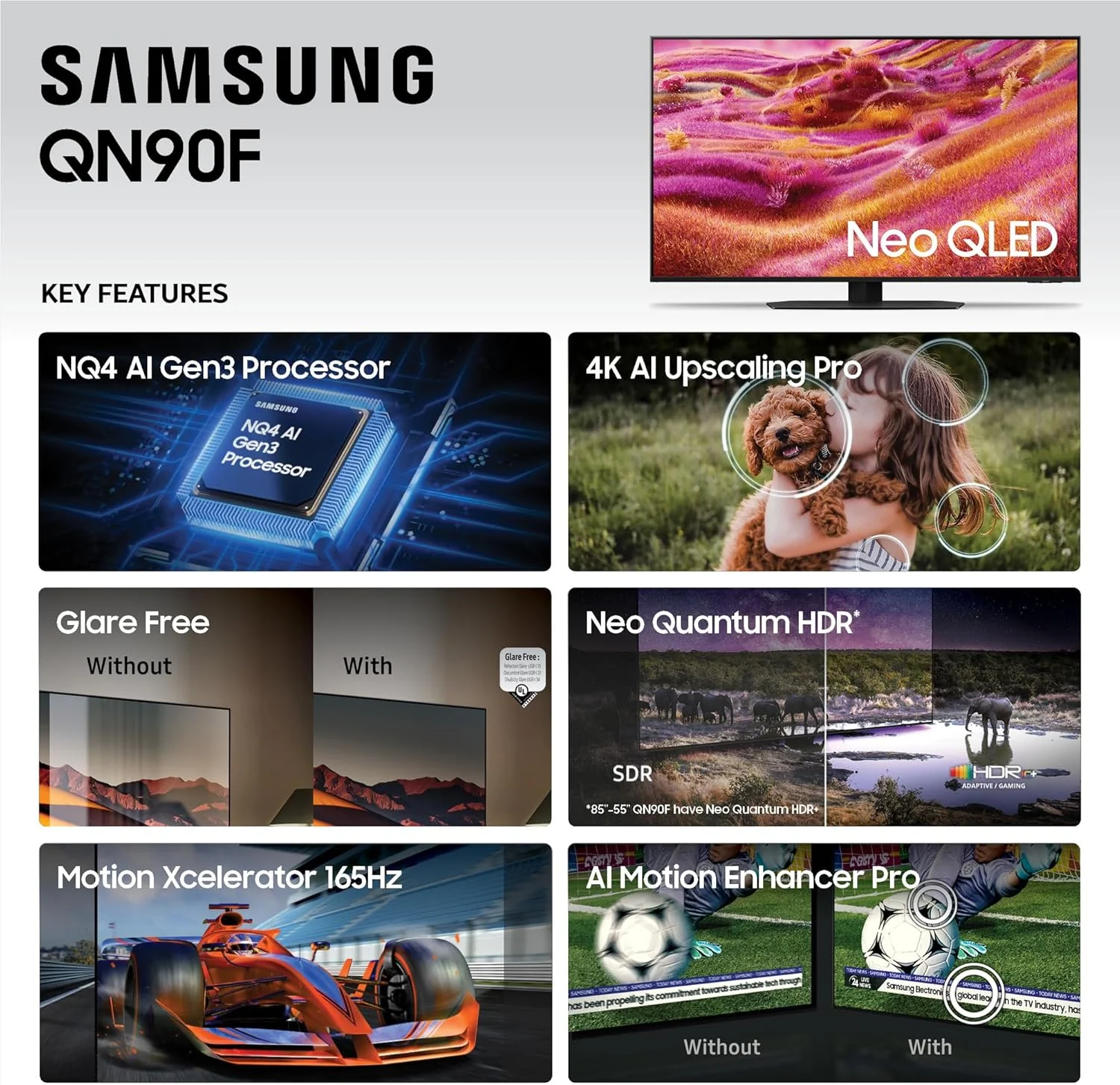 Samsung 50-Inch Class Neo QLED 4K QN90F Series, Vision AI, Mini LED Smart TV (2025 Model, 50QN90F) Neo Quantum HDR+, Object Tracking Sound Lite w/Dolby Atmos, Glare Free, Gaming Hub, Alexa Built-in