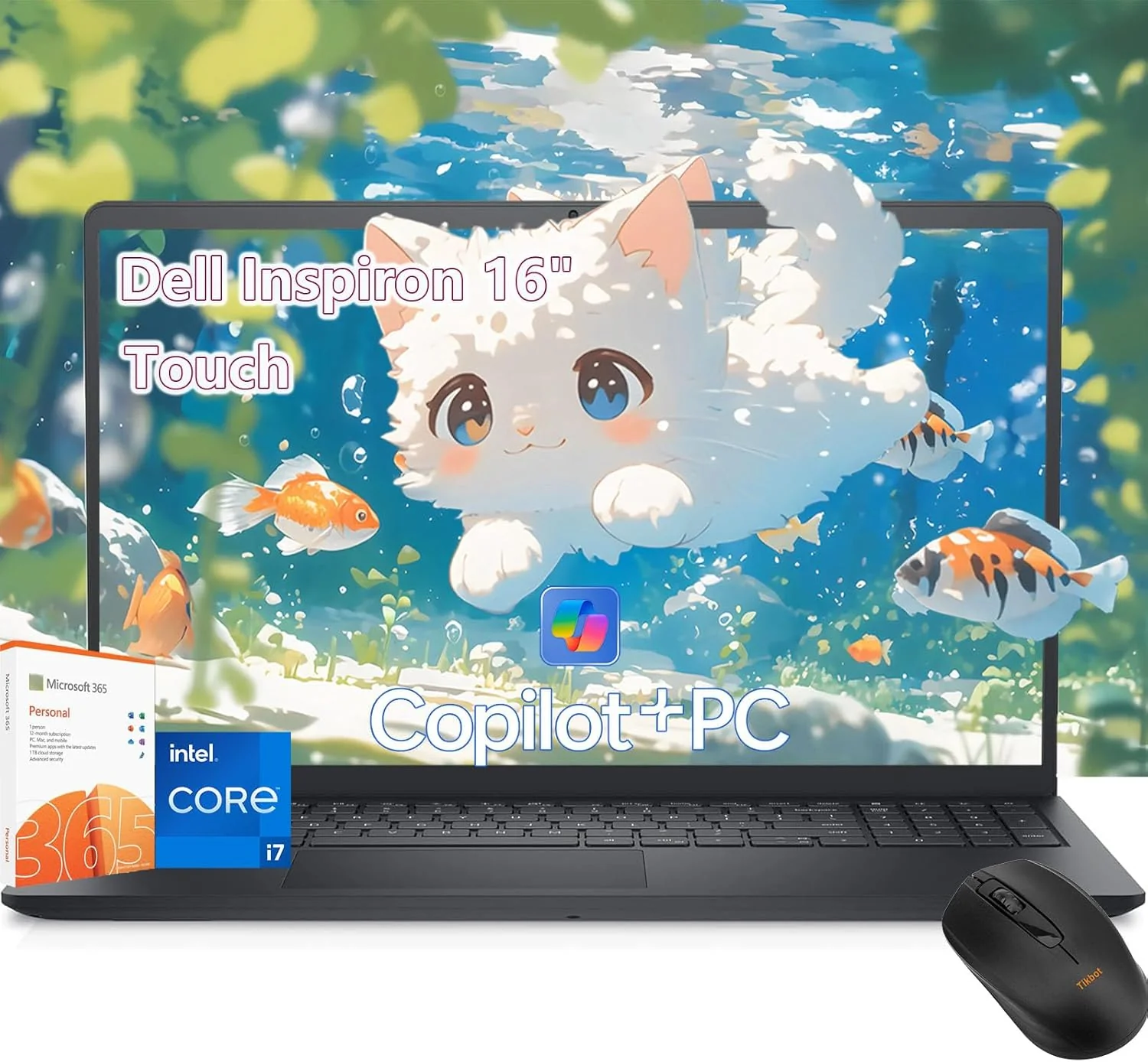 Dell 16 Laptop DC16250-16.0-inch 16:10 FHD+ Touch Display, Intel Core 7 150U, 16GB DDR5 RAM, 1TB SSD, Intel Graphics, Windows 11 Home, 1 Year Basic Onsite Service - Carbon Black