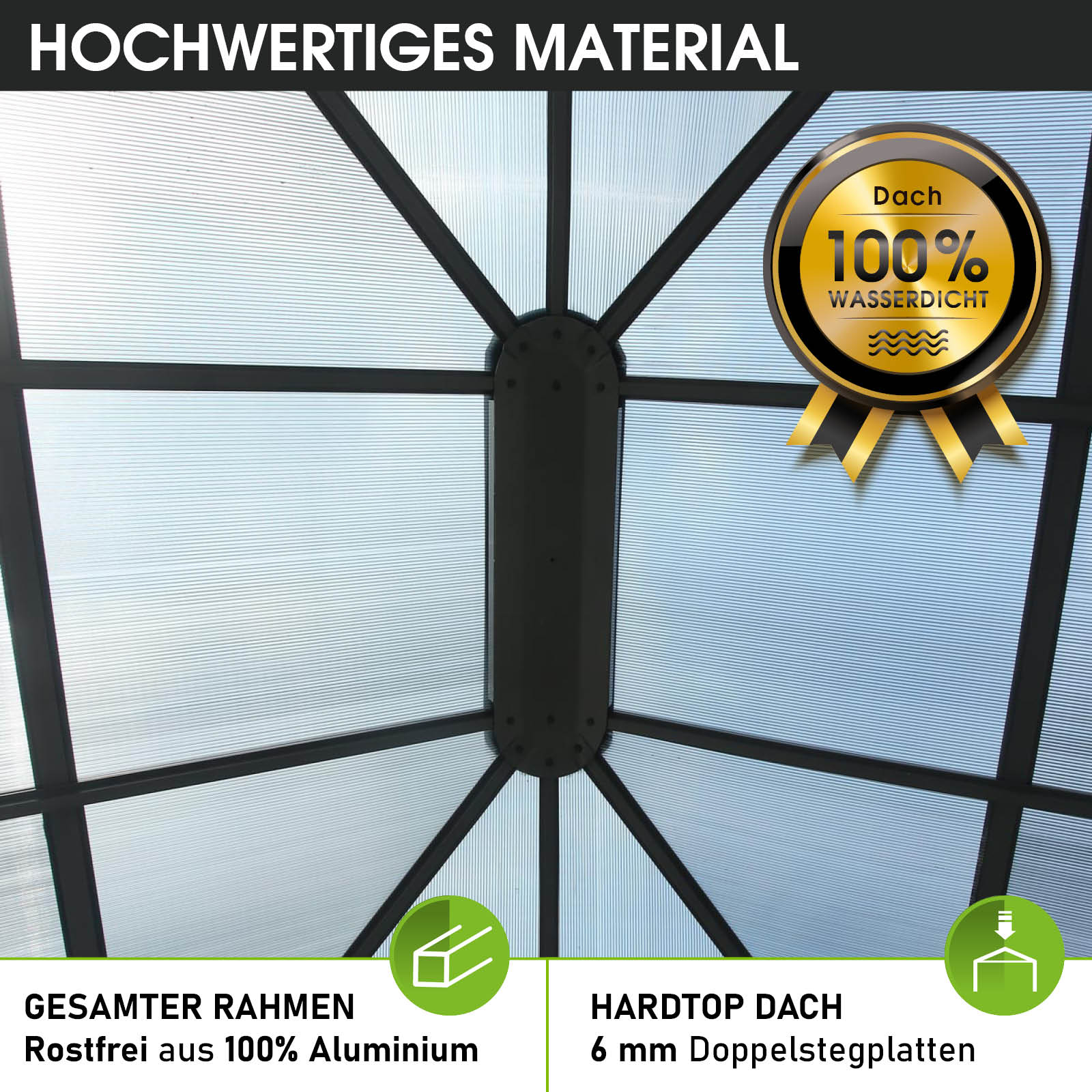 BRAST Alu Gartenpavillon SUMMERDREAM 3x3m grau