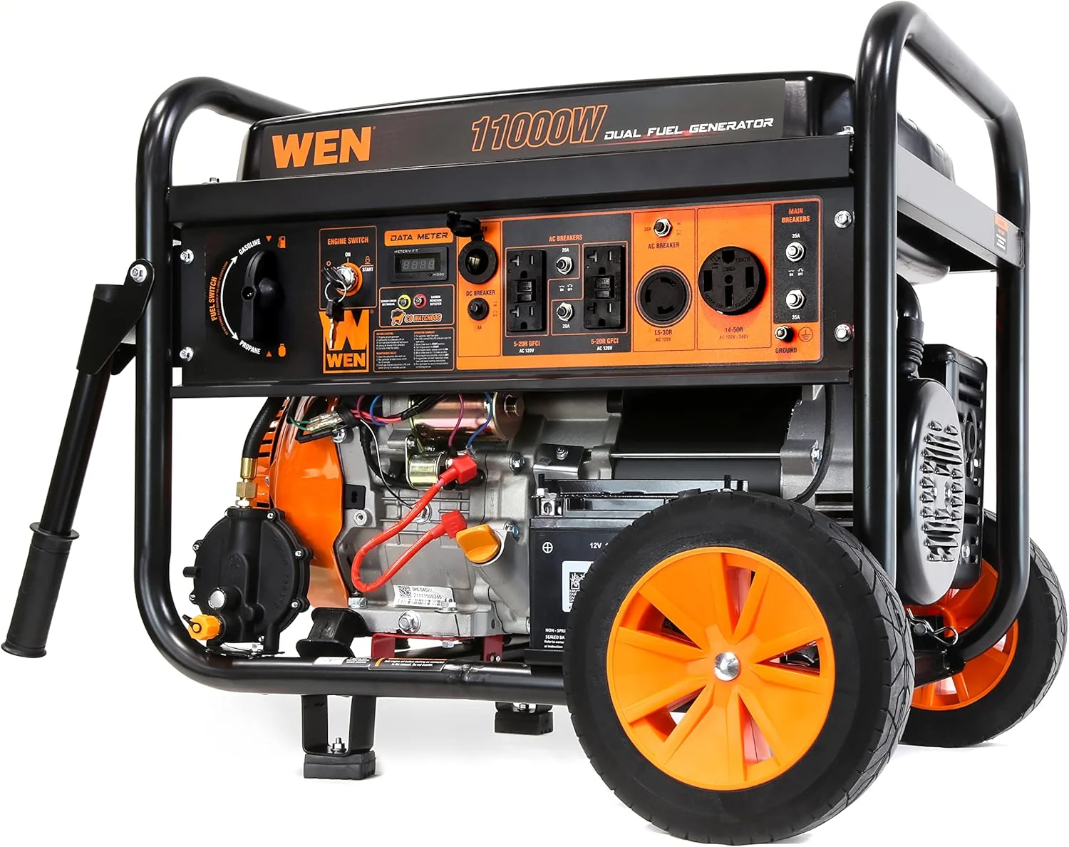 WEN 14,500-Watt 120V/240V Tri-Fuel Generator for Gas, Propane, and Natural Gas, Transfer-Switch Ready with Electric Start, Wheel Kit, and CO Watchdog (TF1450X)