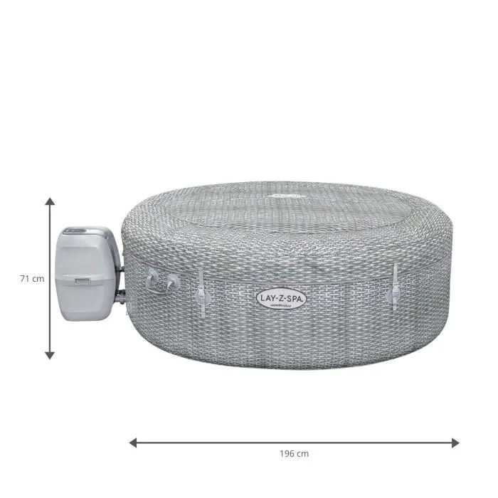 Spa gonflable BESTWAY - Lay-Z-Spa Honolulu - 196 x 71 cm - 4 à 6 places - Rond (Avec couverture, pompe, cartouche et diffuseur)