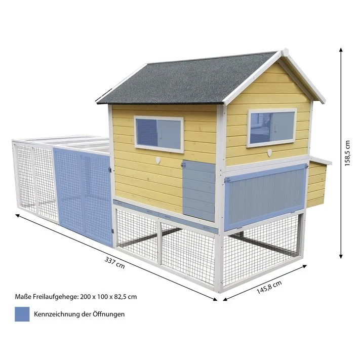 Dehner Lieblinge Hühnerstall Miami, gelb, ca. B337/H158,5/T145,8 cm