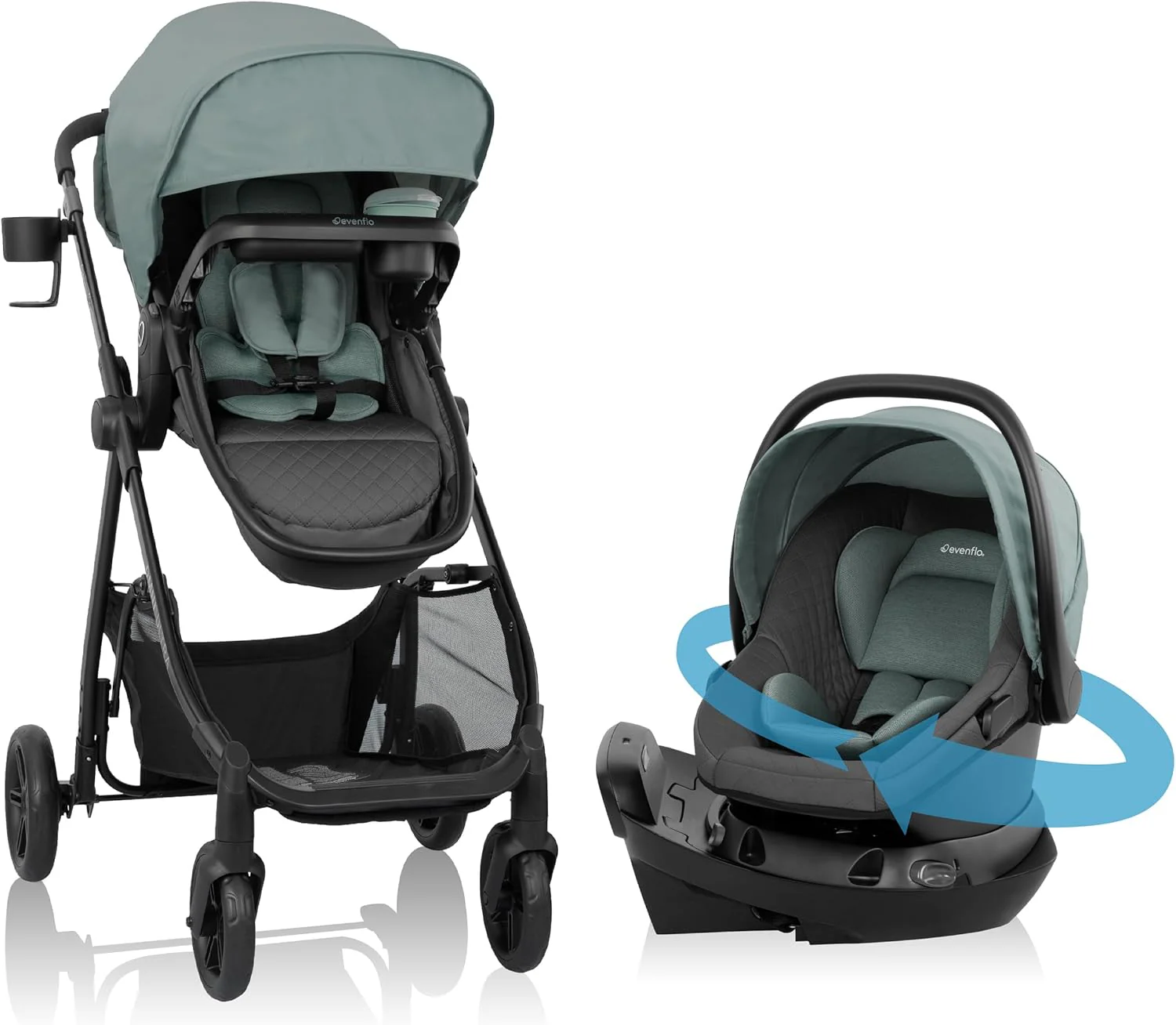 Evenflo Omni Ultra Travel System with Revolve180 LiteMax NXT Rotational Infant Car Seat - Pacific Green