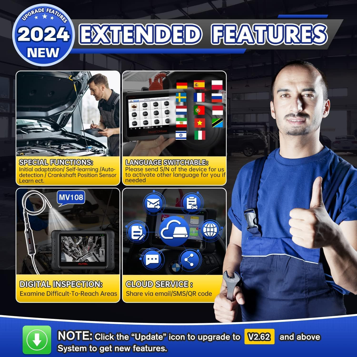 Autel MaxiCheck MX808S Android 11 Scanner EU Version 2024, Like MaxiCOM MK808S/MK808Z, Newer Model of MK808/MX808, Fully Bi-Directional, 28+ Service, OE All System Scan, ABS/SRS/EPB/BMS