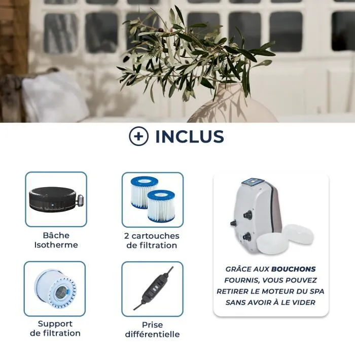Spa Gonflable Rond Santorin - SP-SAN135B - 4 Places - NETSPA