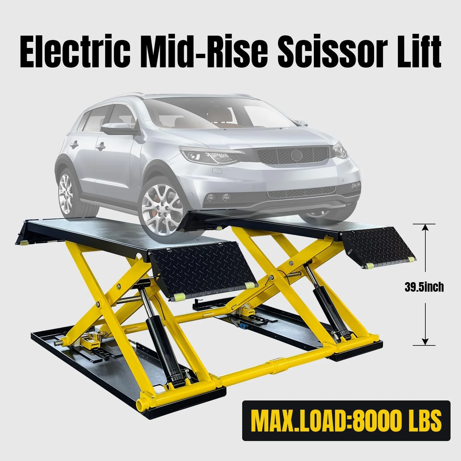 8,000 LBS Scissor Lift Mid Rise Electric Release Auto Lift 110V Car Lift Max. Lift Height 39.5'' for Home Garage Lift