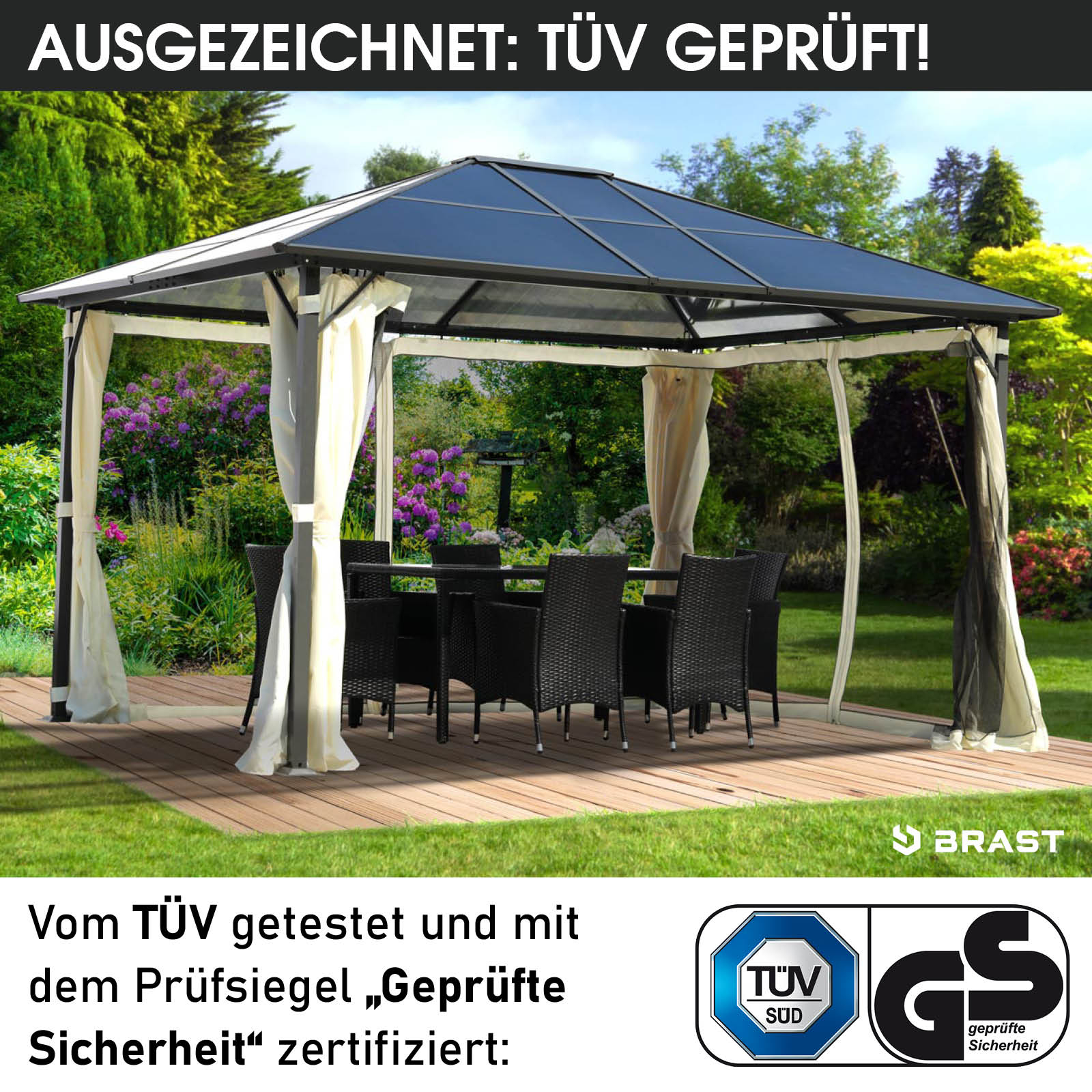 BRAST Alu-Pavillon SUMMERDREAM 3x4m beige inkl. LEDs