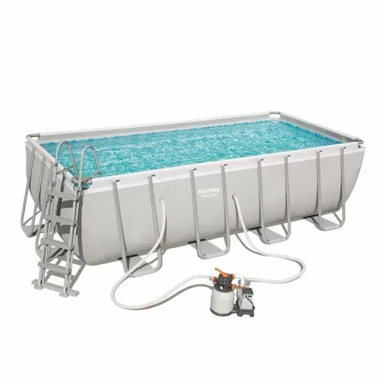 Kit Piscine hors sol tubulaire BESTWAY - Power steel™ - 488 x 244 x 122 cm - Rectangulaire (Filtre à sable, échelle, diffuseur)