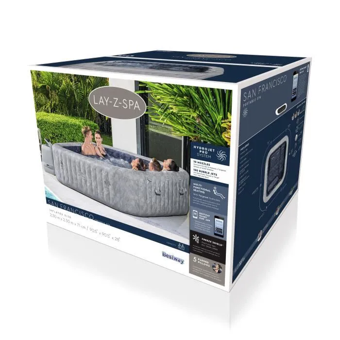 BESTWAY Spa gonflable carré Lay-Z-Spa® San Francisco Hydrojet Pro™ 5 à 7 personnes