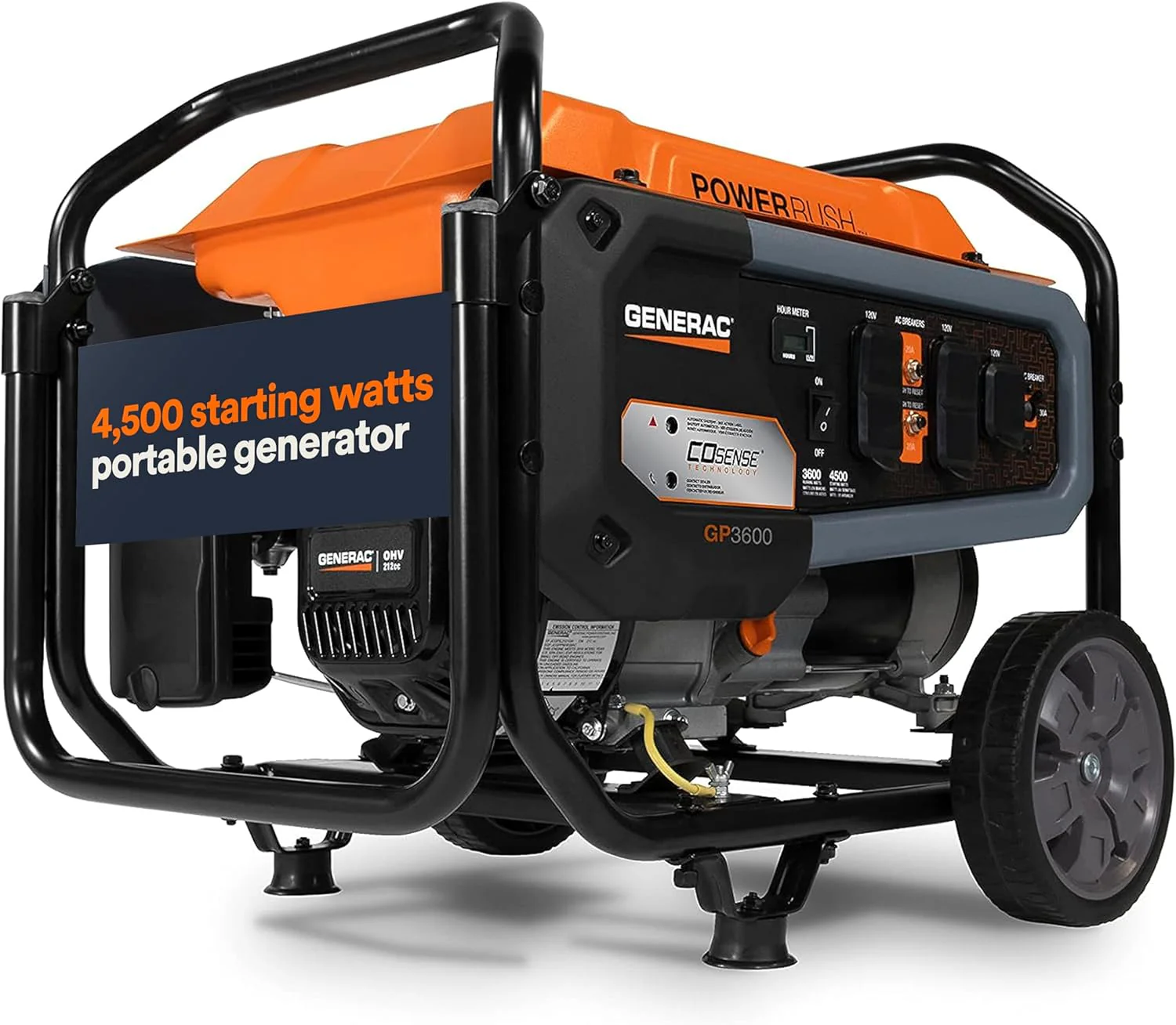 Generac 10,000 Starting Watt Portable Gas Generator - Electric Start - Home Backup or RV Ready - Heavy Duty Frame - Quiet, Long Runtime, Emergency Power - 49-State Compliant