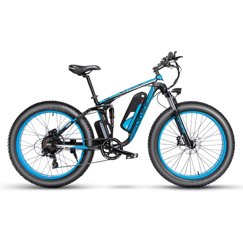 Cyrusher 750W Electric Bicycle Adult Foldable 4.0" Fat Tire Ebike Electric BikevSmart Commuter E-bike Blue LG/Samsung Cell 48V 13ah