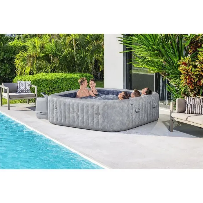 BESTWAY Spa gonflable carr&eacute; Lay-Z-Spa&reg; San Francisco Hydrojet Pro&trade; 5 &agrave; 7 personnes