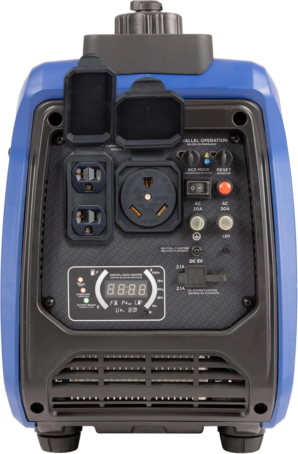 Westinghouse 2550 Peak Watt Super Quiet & Lightweight Portable Inverter Generator, RV Ready 30A Outlet, Gas Powered, Parallel Capable, Long Run Time,Blue