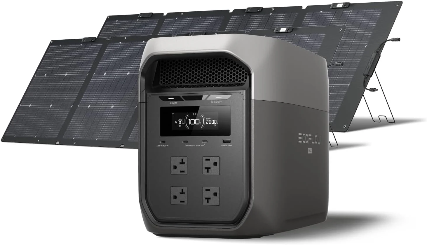 EF ECOFLOW Portable Power Station DELTA 3 MAX with 220W Solar Panel, 3400W X-Boost Output, Ultra-Fast 0-80% Charging in 1.13 Hr, Home Backup & RV Camping