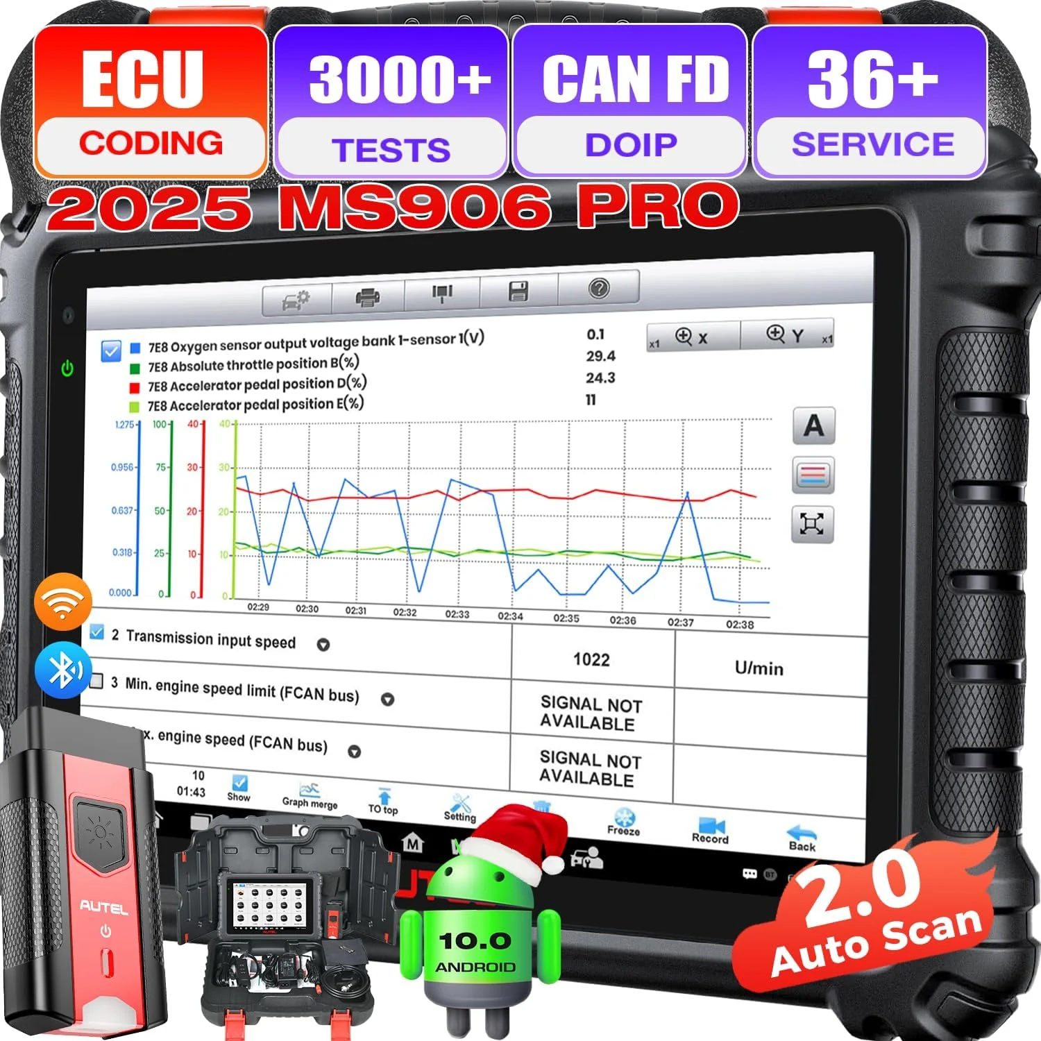 Autel MaxiSYS MS906 PRO Scanner, 2025 MS906PRO V2.0 Same as MS906 MAX, 3000+ Bidirectional Diagnostic Scan Tool Up of MP900BT MS906BT MS908 MK908, CAN FD DoIP, 36+ Service, Auto Scan 2.0, Active Tests
