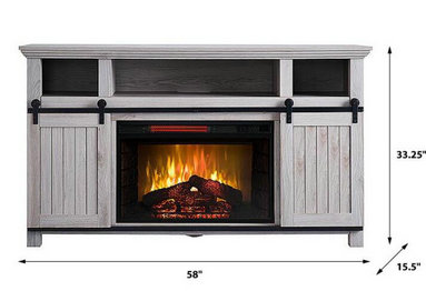 Joanna Electric Fireplace Media Console in Grey Washed Oak- SP5768