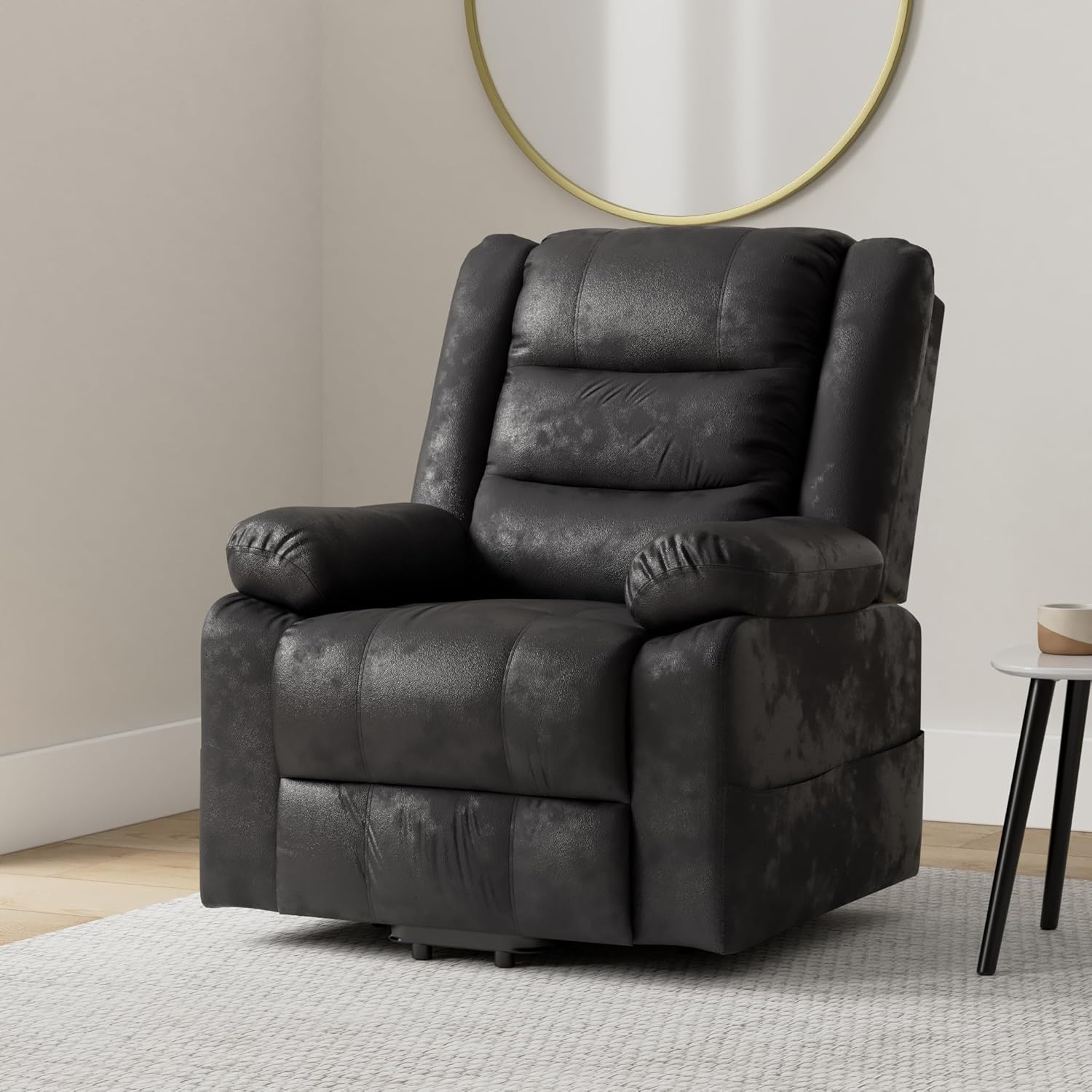 Electric TV chair with standing assistance, massage chair with heating function, adjustable remote control with lying function, sleep function and feet, weighing 220 kilograms, black suede