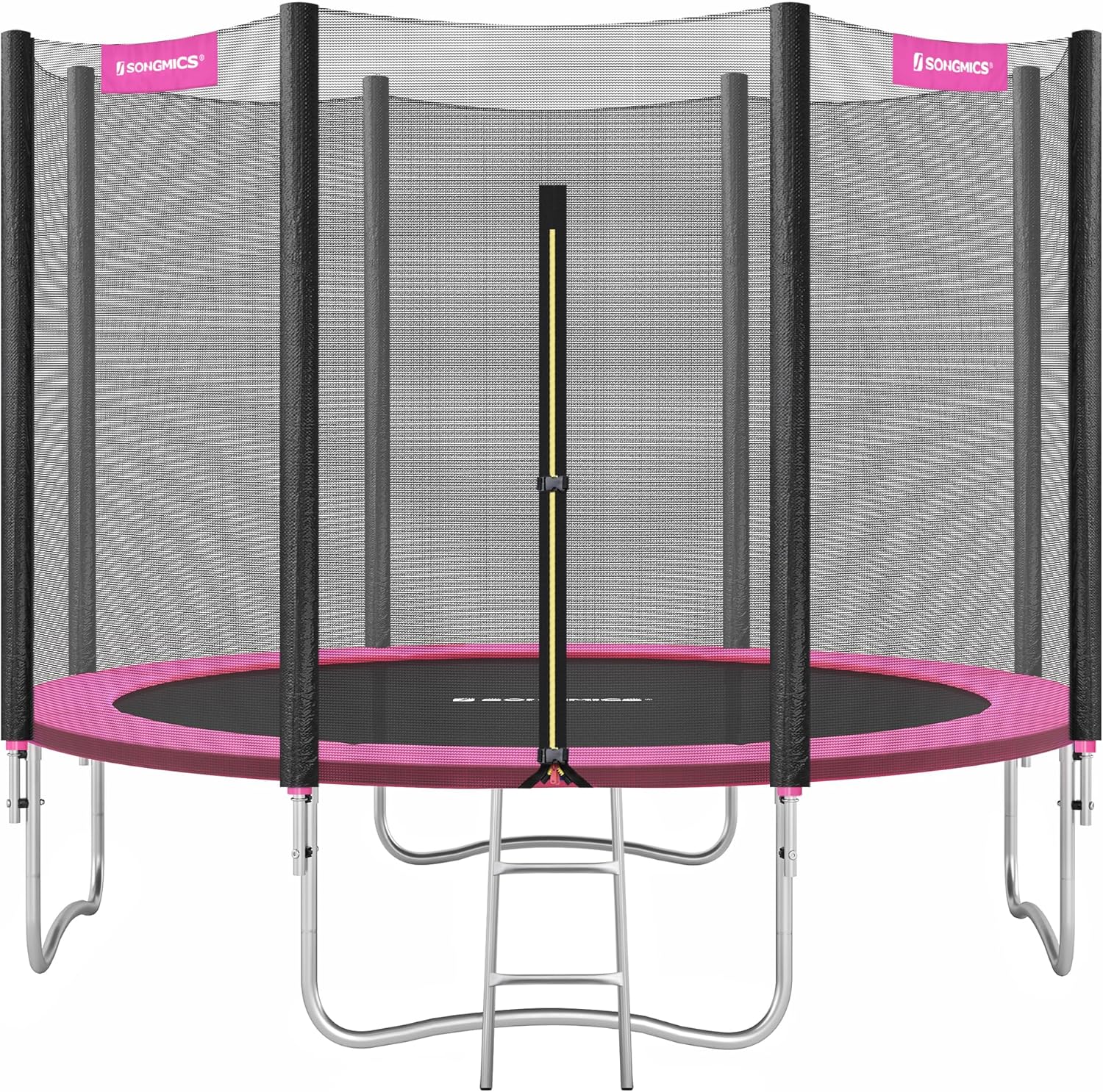 SONGMICS Outdoor Trampoline Ø 305 cm, Round Garden Trampoline with Safety Net, Ladder and Padded Poles