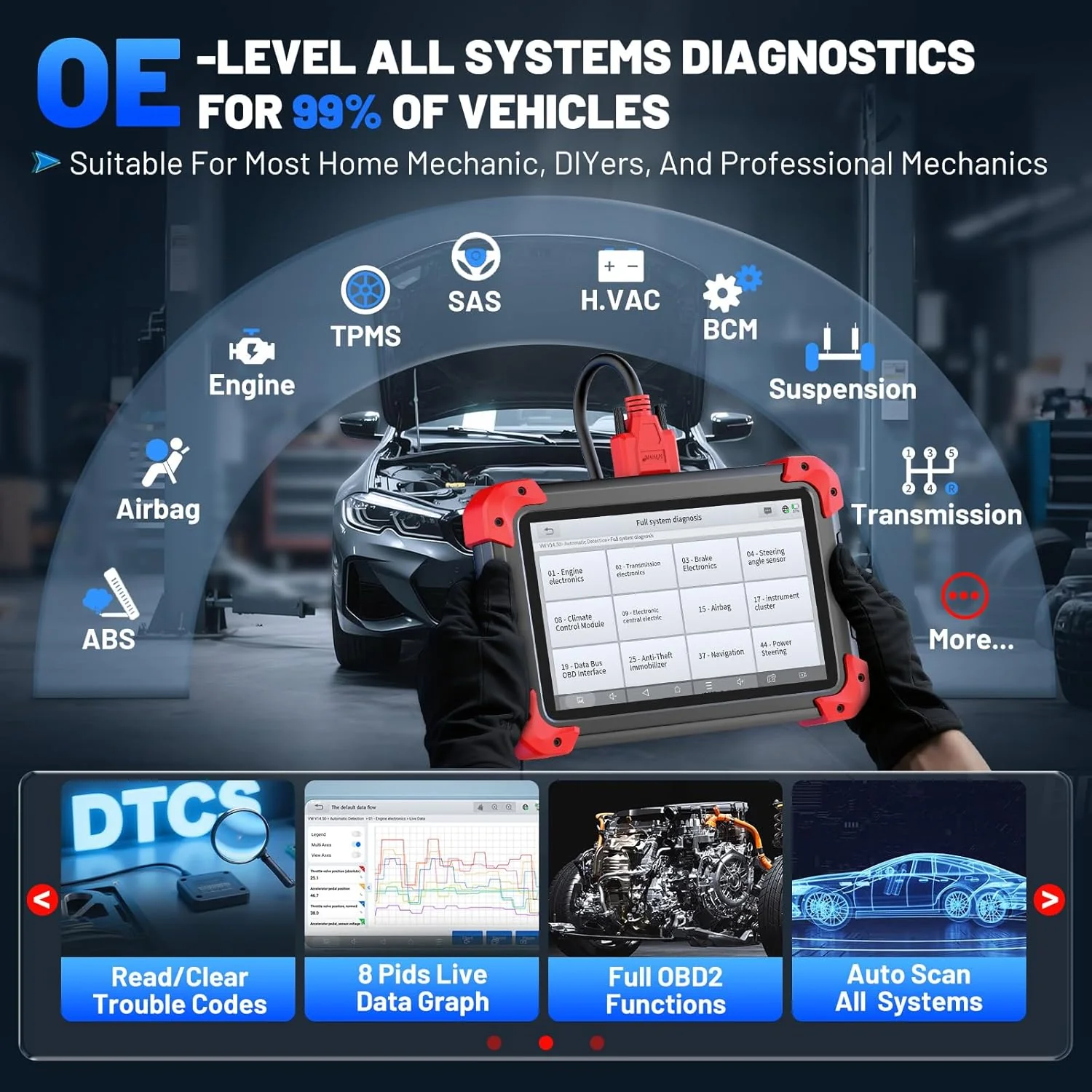 XTOOL D7X OBD2 Scanner Diagnostic Tool, 2025 Bidirectional Scan Tool with 36+Resets, 3-Year Updates, FCA, CANFD & DoIP, Full System Car Scanner for ABS, Crank Sensor Relearn, Throttle Relearn