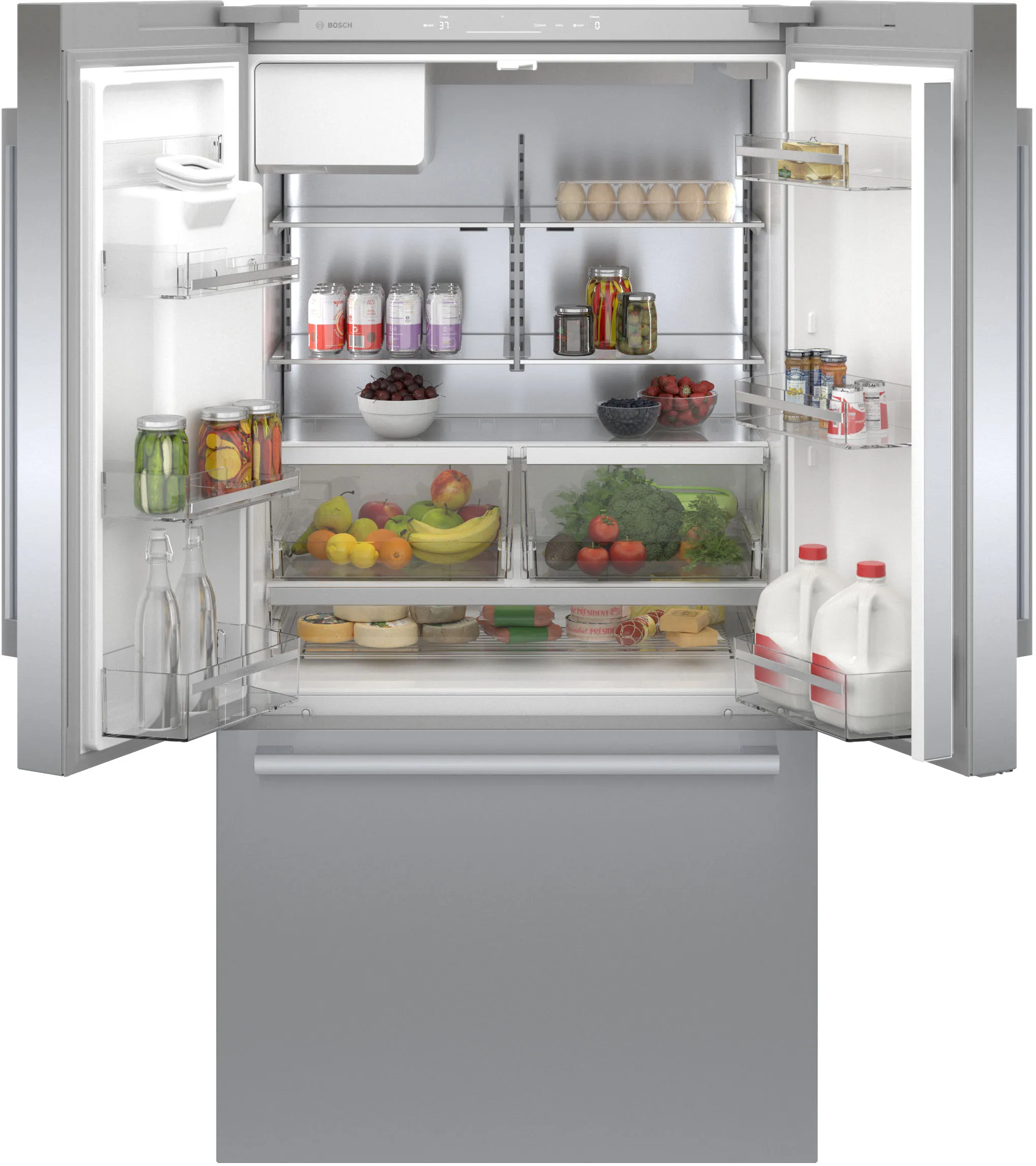 Bosch B36CD50SNS 500 Series French Door Bottom Mount Refrigerator 36'' Stainless steel (with anti-fingerprint), Total No Frost