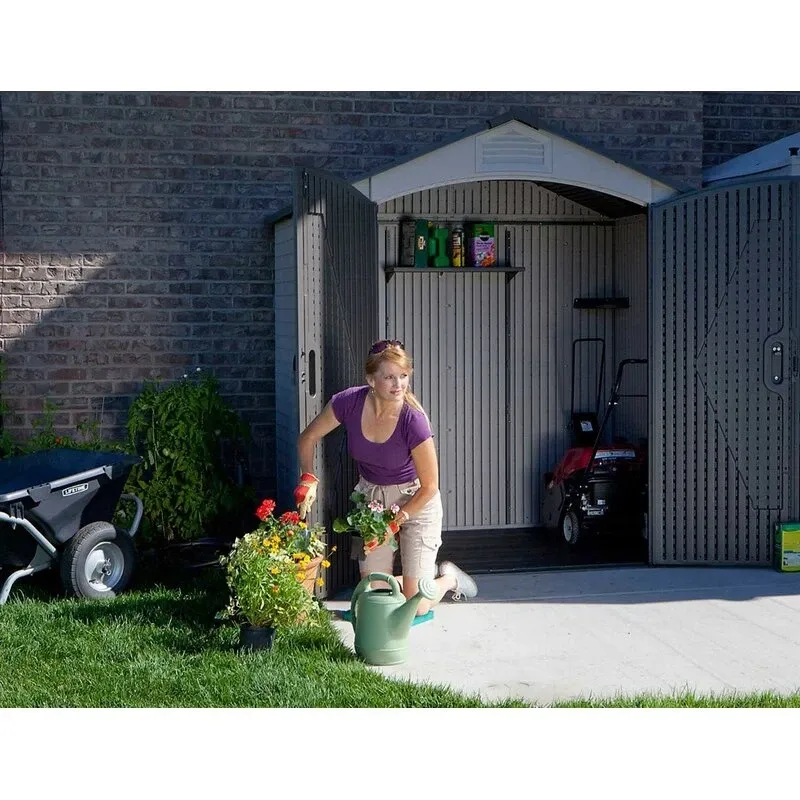 7' wide x 4' 7" deep plastic storage shed
