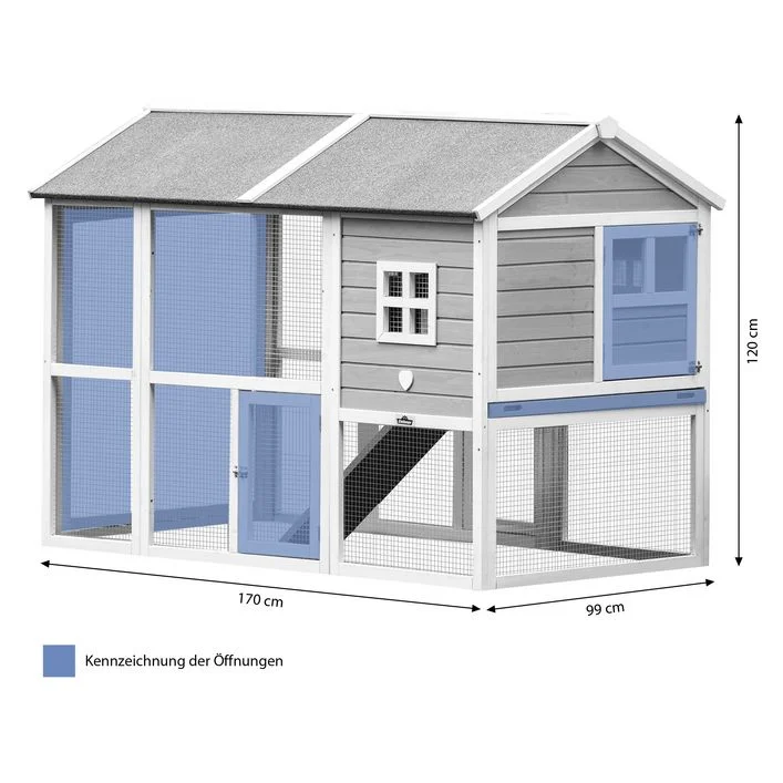 Dehner Lieblinge XXL Nagerheim Funny Flocke, hellblau, ca. B170/H120/T99 cm
