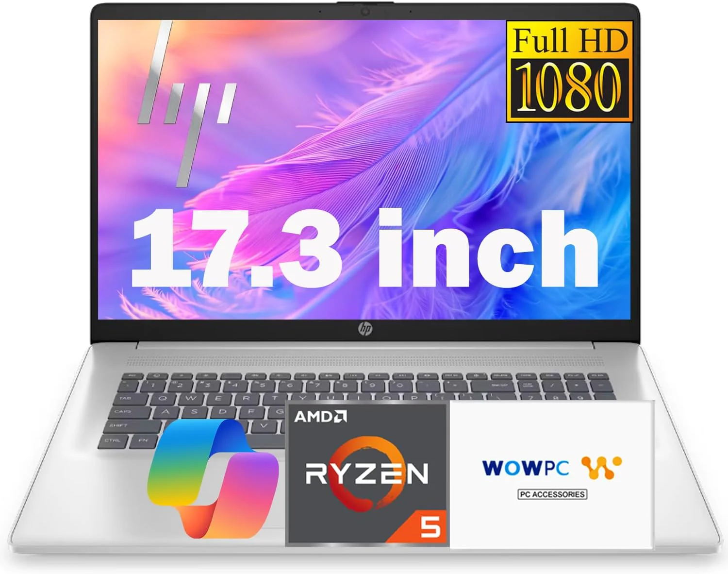 HP 17 Inch Business Laptop 2025 Thanksgiving Limited Edition, 17.3'' FHD IPS Anti-Glare Display, AMD Ryzen 5 7430U (Beats Core i7-1355U), 64GB RAM, 2TB SSD, HDMI, Windows 11 Pro, Wi-Fi 6, WOWPC USB