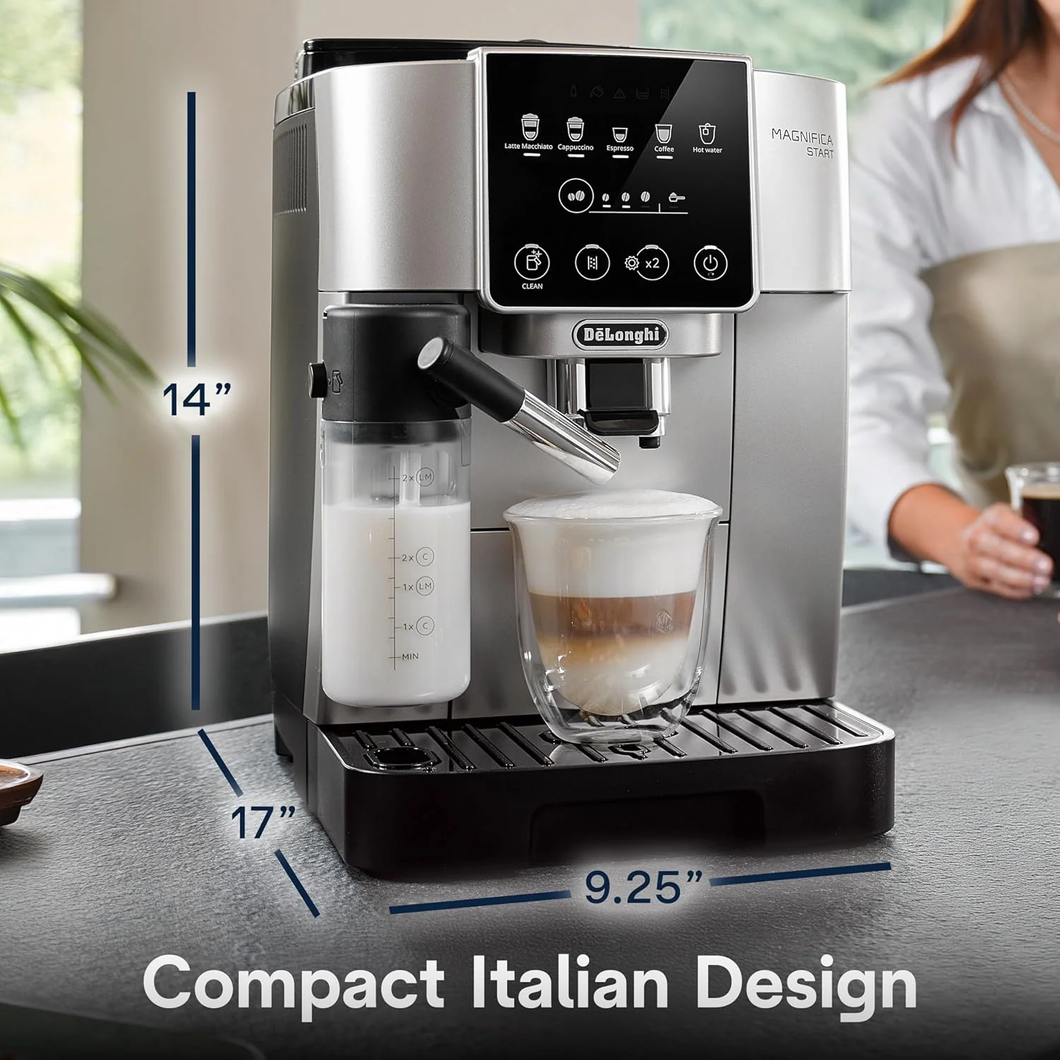 De'Longhi Magnifica Start Automatic Espresso Machine with Auto Milk Frother & Built in Grinder - 5 One-Touch Recipes, Easy-to-Clean, Home Barista Coffee Maker for Lattes, Cappuccino, Iced Coffee