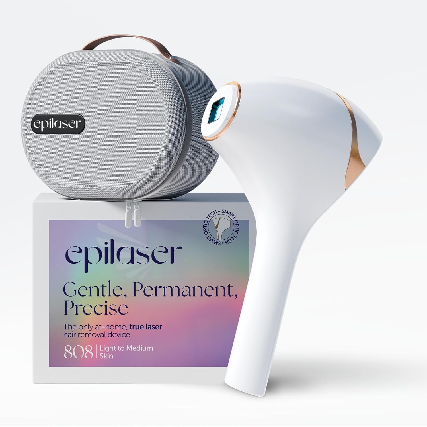 Epilaser At-Home Laser Hair Removal Device for Light Skin, Safe, Intelligent, Painless and Permanent Hair Removal for Face, Body, Bikini Line (Light Skin)