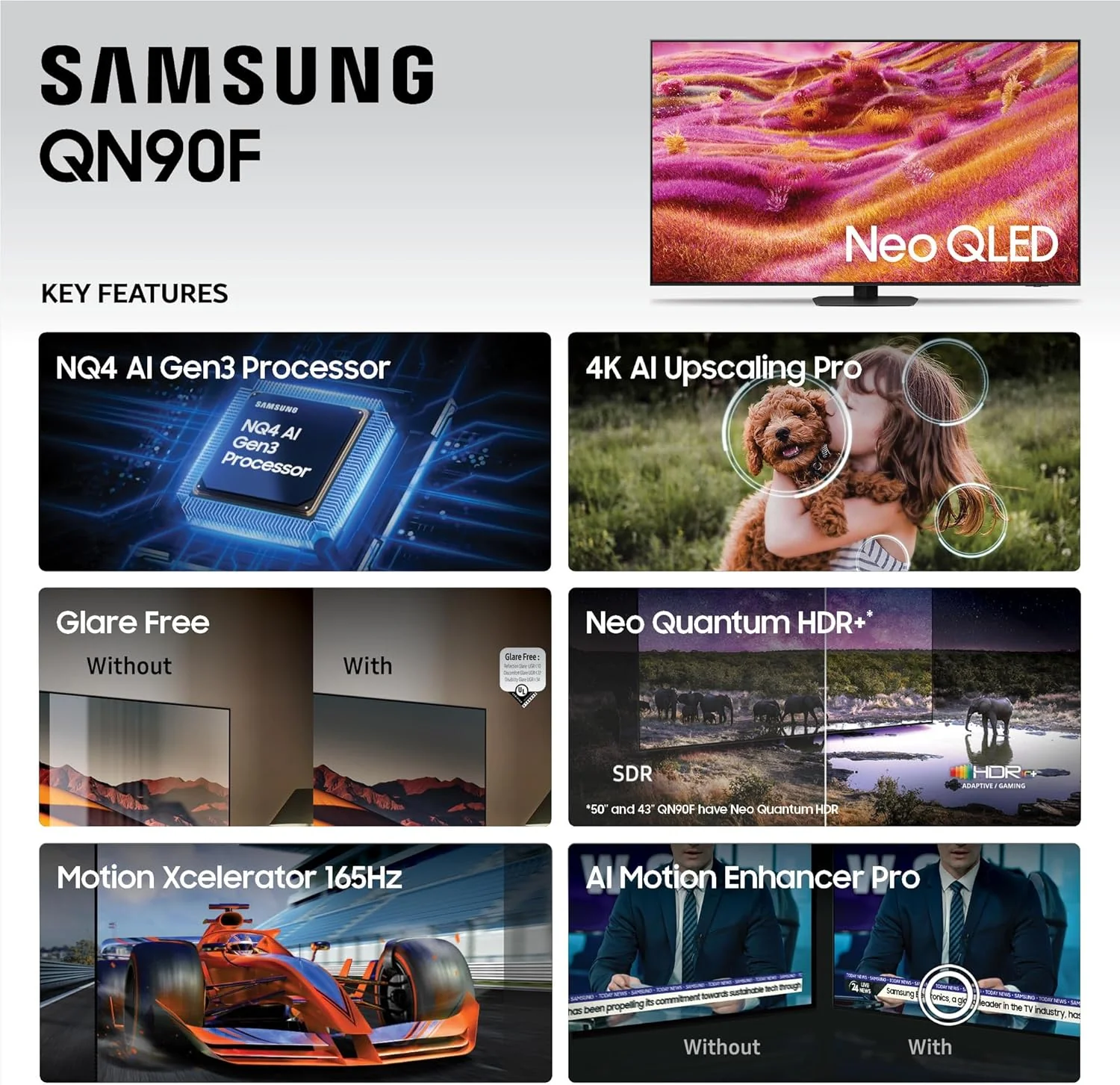 Samsung 75-Inch Class Neo QLED 4K QN90F Series, Vision AI, Mini LED Smart TV (2025 Model, 75QN90F) Neo Quantum HDR+, Object Tracking Sound+ w/Dolby Atmos, Glare Free, Gaming Hub, Alexa Built-in